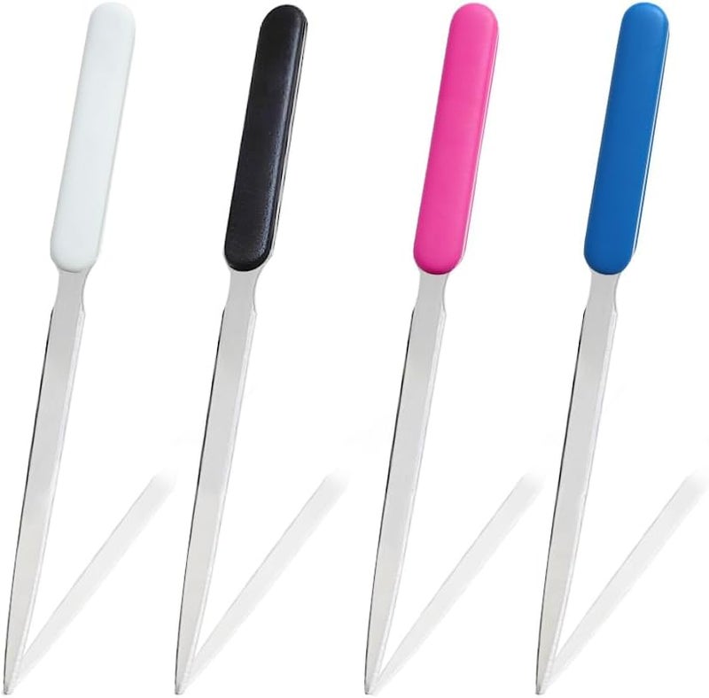 ZTEOFO 4 Pcs Letter Opener, Stainless Steel Letter Opener Knife, Stainless Steel Hand Envelope Slitter, Stainless Steel Envelope Openers, Lightweight Mail Slitters Letter Knives (Black, White, Blue, Pink) - Image 1